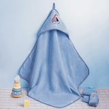 "Soft baby hooded towel set with a charming boat design, providing comfort and warmth for your baby."