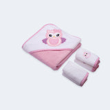 OLLY AND LILY BABY HOODED TOWEL SET - OWL