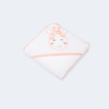 "Cute cow-themed baby hooded towel designed for comfort and warmth after bath time."