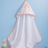 "Olly & Lily baby hooded towel with an adorable cow design, perfect for keeping your baby cozy and warm."