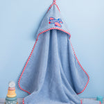 "Olly & Lily newborn hooded towel with adorable aeroplane design for bath time comfort."