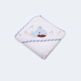 "Olly & Lily baby hooded towel with a fun shark design, perfect for keeping your little one warm and cozy."