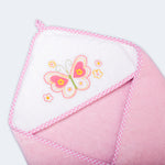 "Premium baby hooded towel with a charming butterfly pattern, designed for gentle care and warmth."