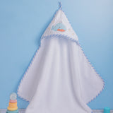 "Soft shark hooded towel for babies, offering a playful design and ultimate comfort after baths."